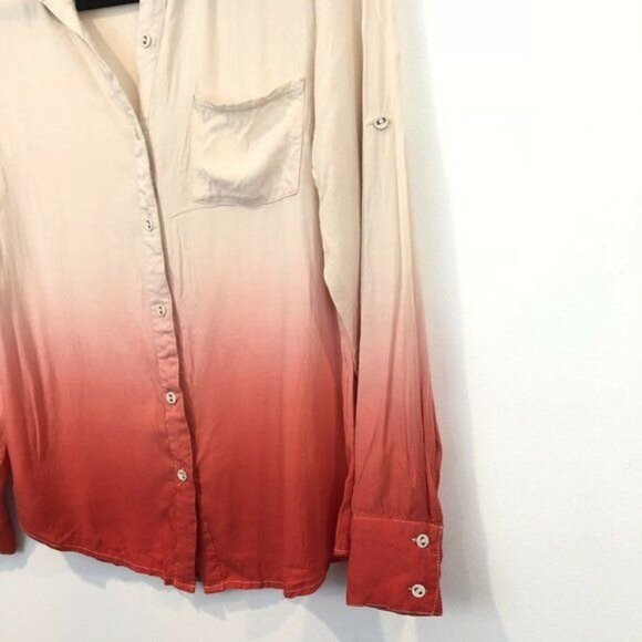 YA Los Angeles Ombre Button-Up Collared Shirt Pocket Roll Tab Sleeves Size S - Picture 4 of 8